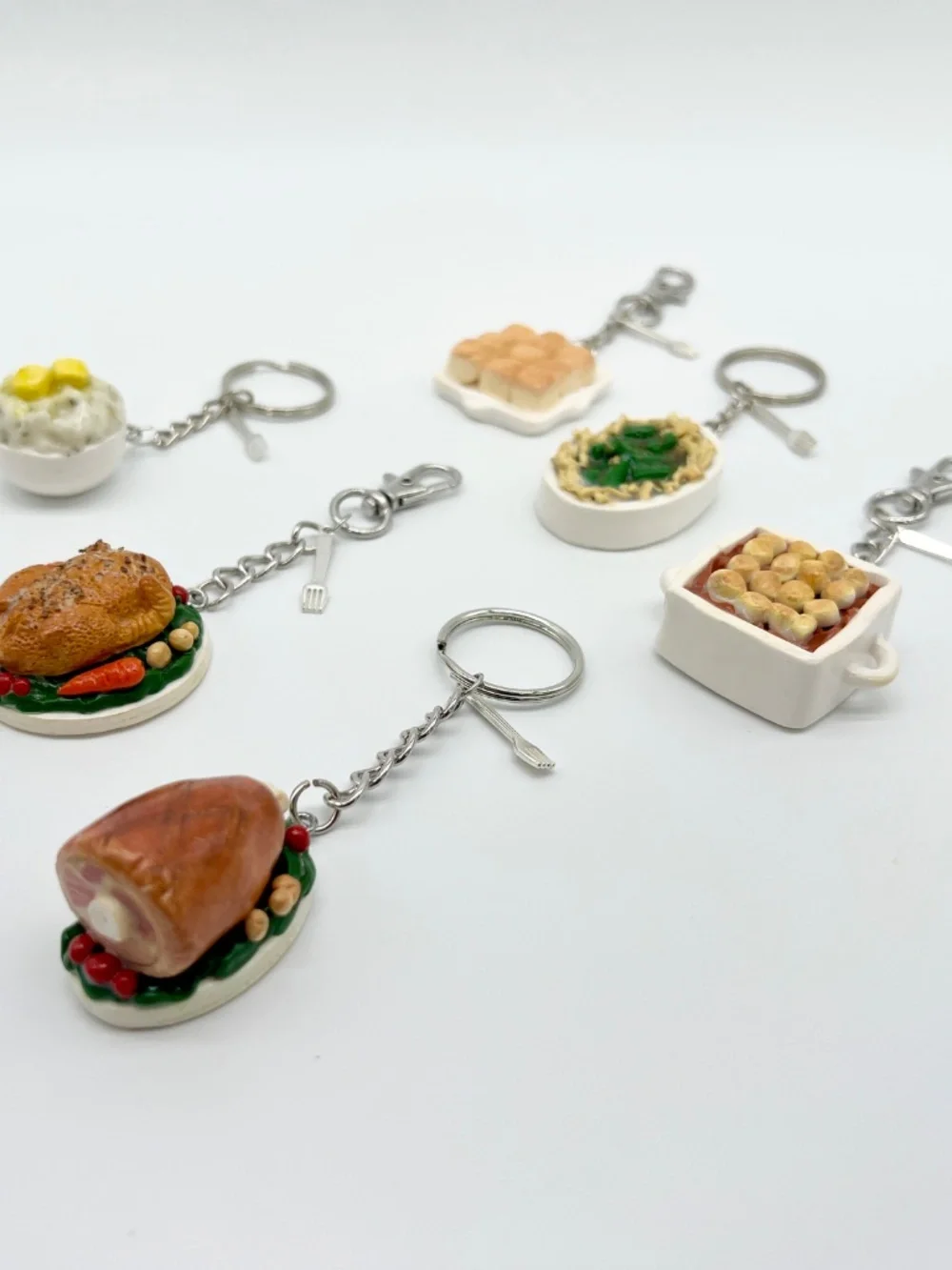 Thanksgiving/Christmas Dinner Food Keychain or Bag Clip | Handmade Holiday Food